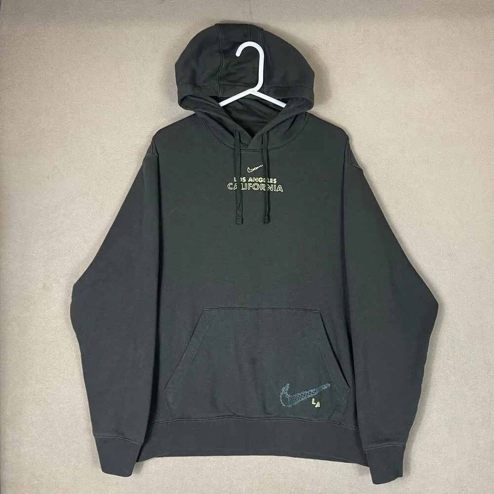 Nike Hoodie Mens Extra Large Black Club Fleece LA California Pullover‎ Adult